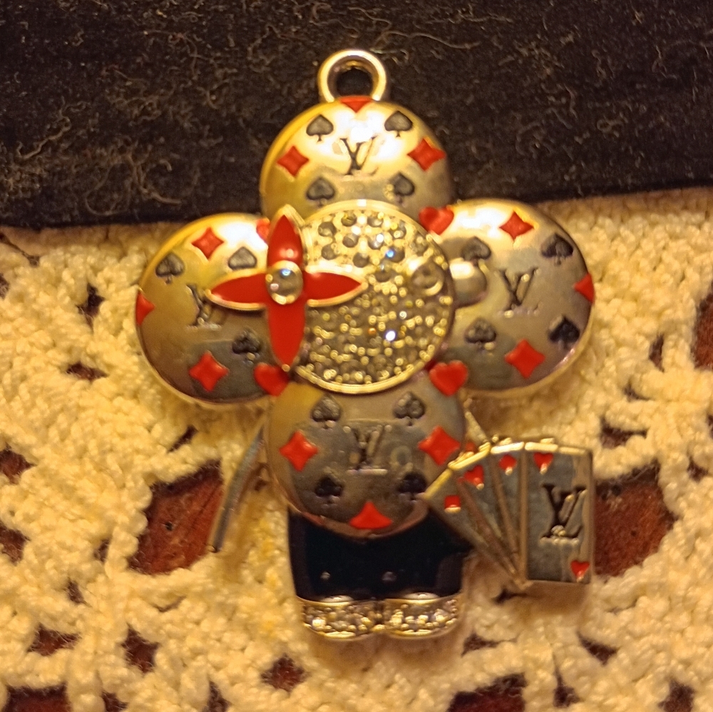 Vivienne Bag Charm/Zipper Pull or Pendant And Dust Bag, Casino Themed